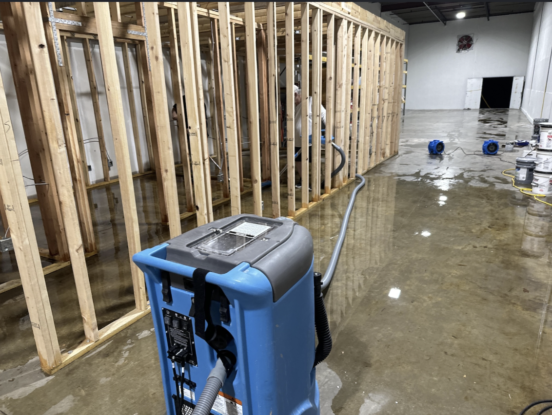 Commercial restoration equipment set up in an office